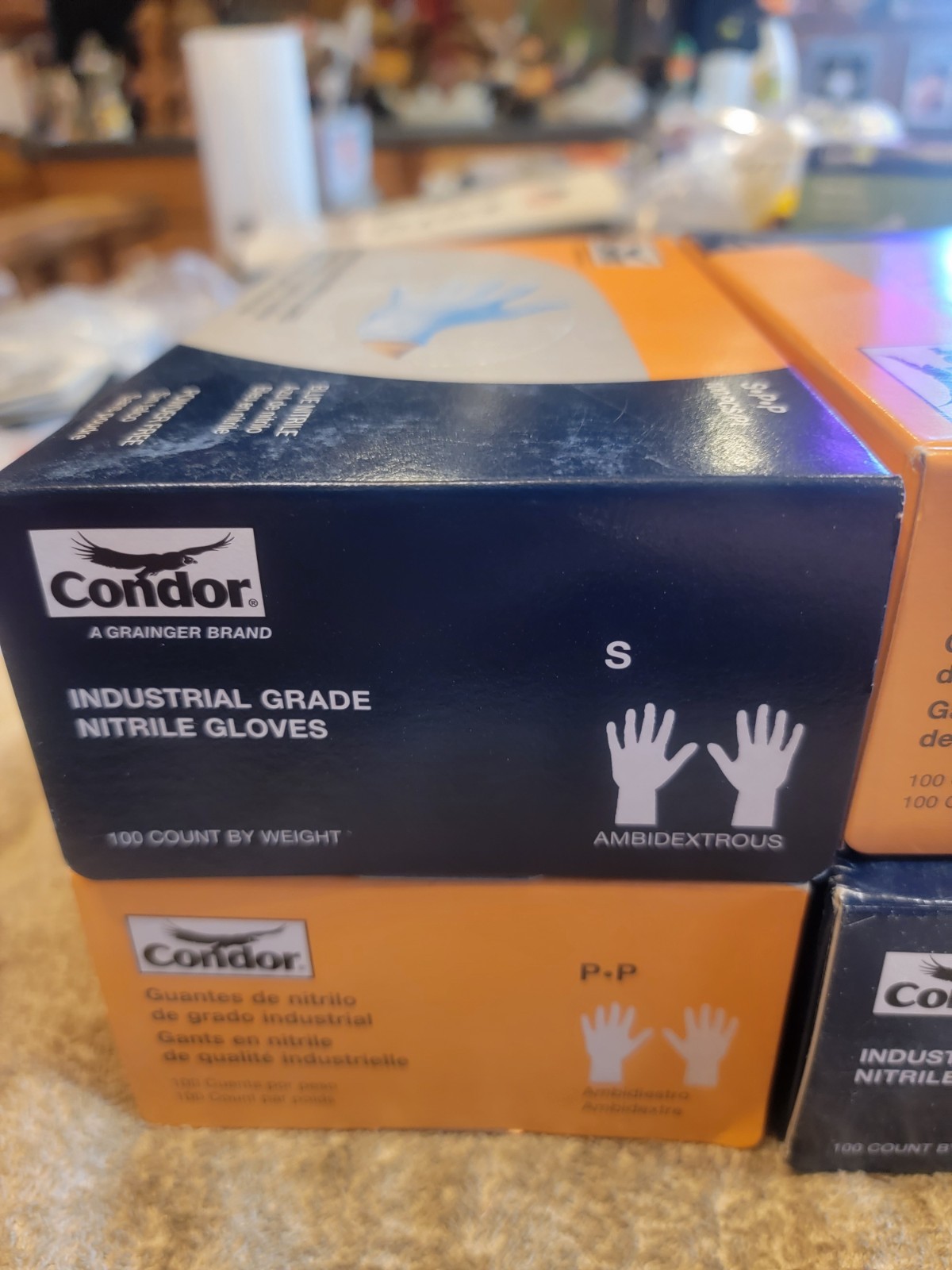 Condor 2XMA6T Disposable Gloves, Nitrile, Powder-Free, S, 3boxes Of 100 gloves.