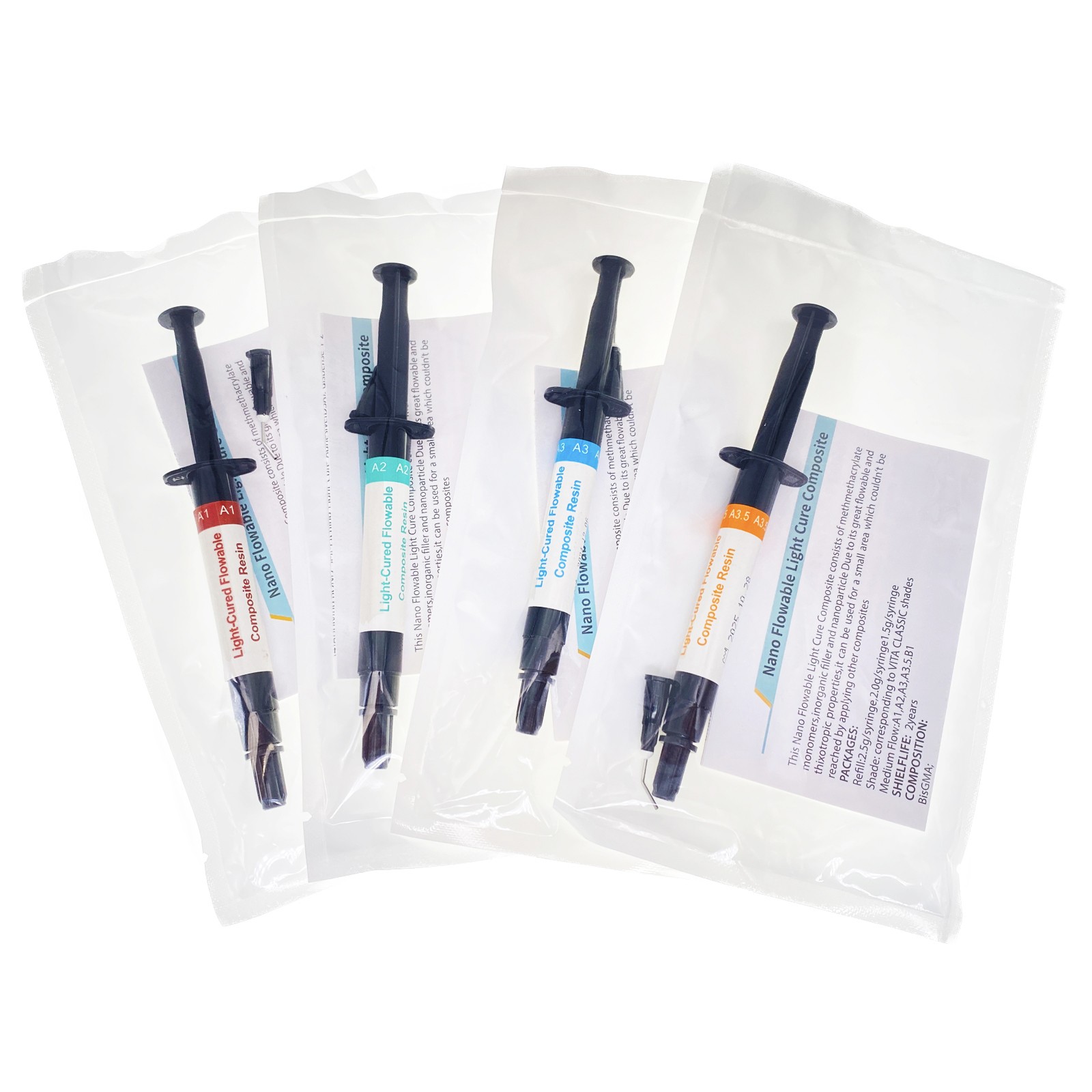 Dental Light Cure Flowable Composite Resin A1/A2/A3/B1 Shade 2.5g Syringe