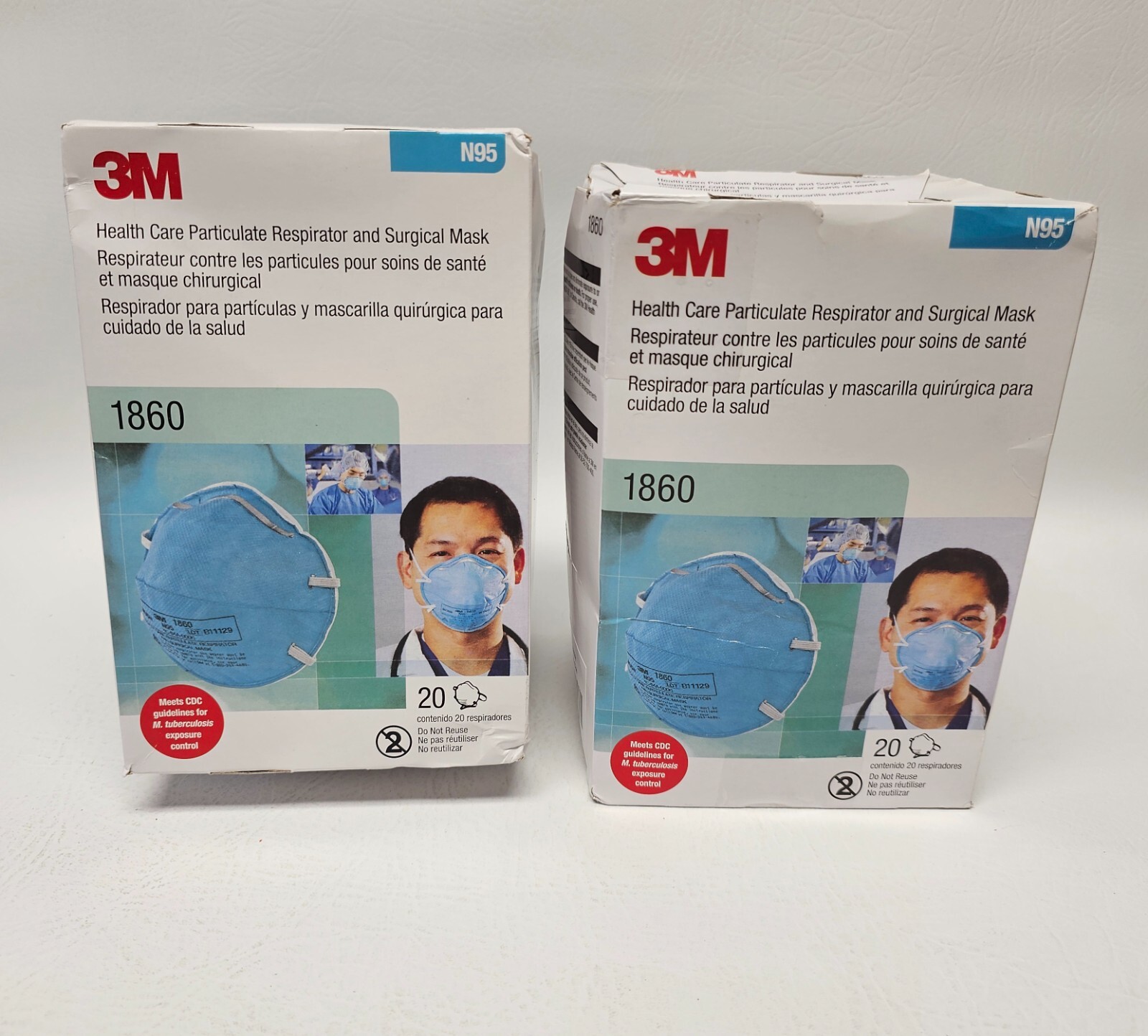 2 Boxes New 20 count 3M 1860 N95 Respirator Masks