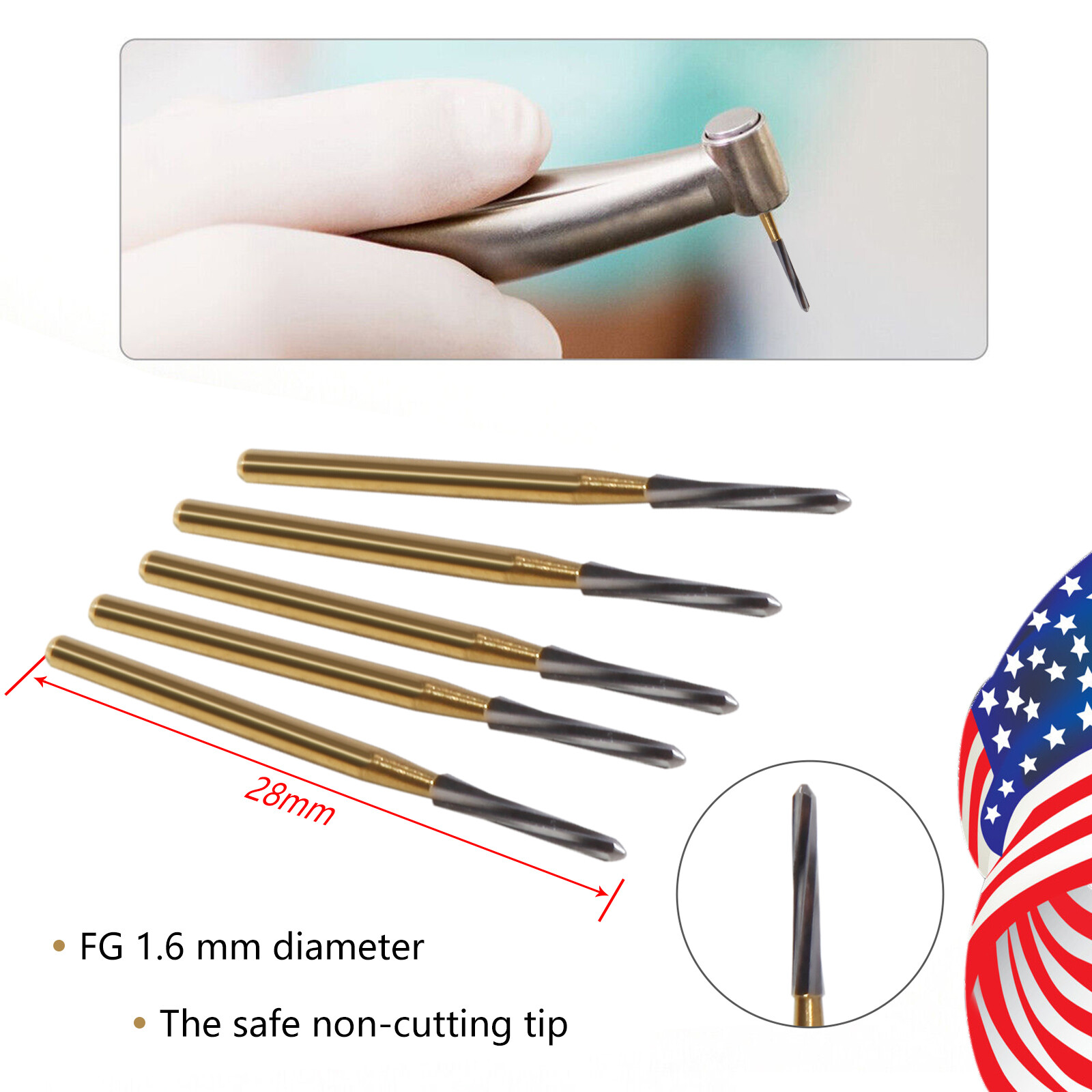 50 Pcs Dental Endo-Z Bur Carbide Tungsten Surgical Cutter Drill Burr 1.0*28mm