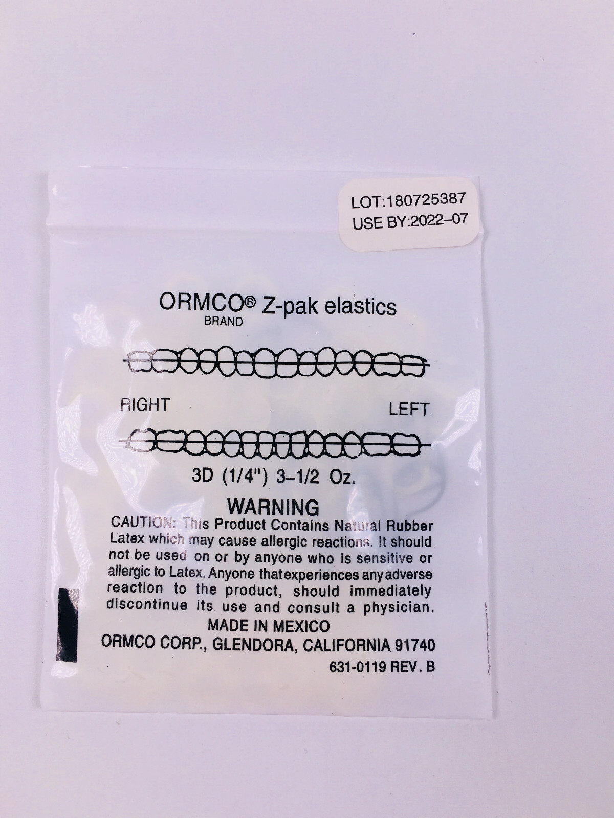 10bag ORMCO Zoo Pack Elastics bands Dental 3.5OZ 1/4″ Fox Yellow 100pc/bag