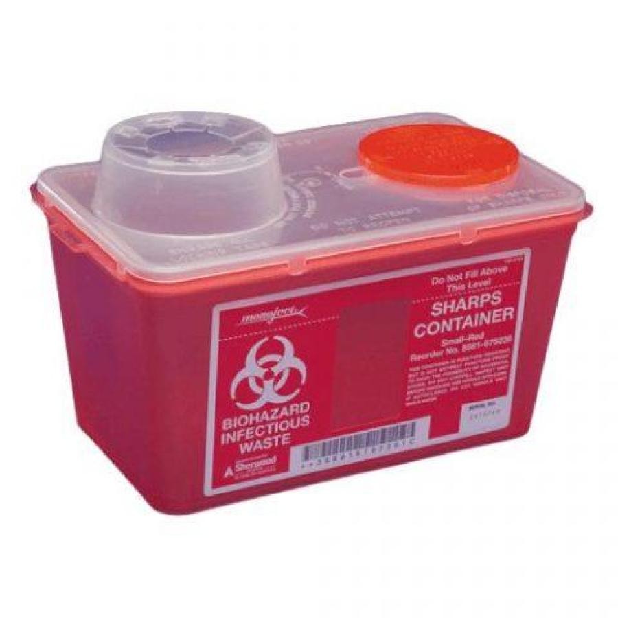 Monoject Sharps Container 1 Gal Waste Can Vertical Entry Chimney Top Lid 1