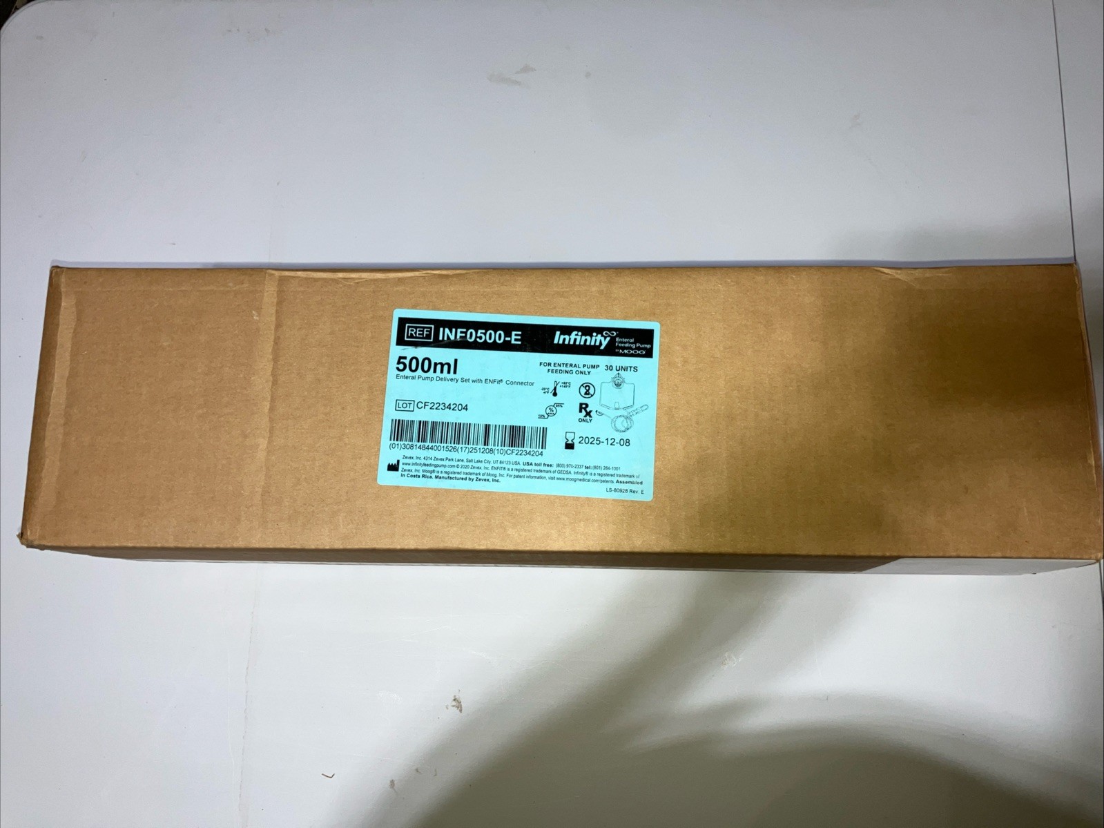 Infinity INF0500-E Enteral Pump Delivery Set 500ml ENFit Connector 30 Units
