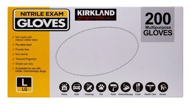Kirkland Signature Nitrile Exam Multi-Purpose Gloves, 200 ct ~ CHOOSE YOUR SIZE
