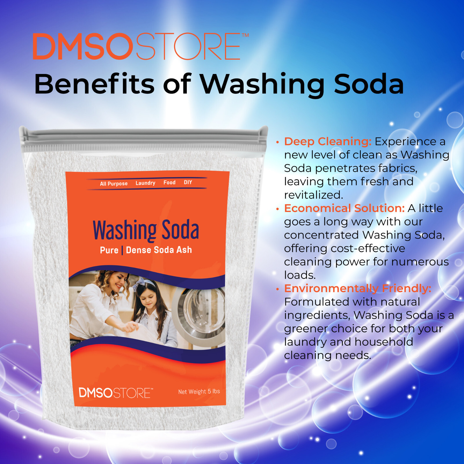 Sodium Carbonate (Soda Ash) 99.95% Purity: Laundry Washing Soda 5lb