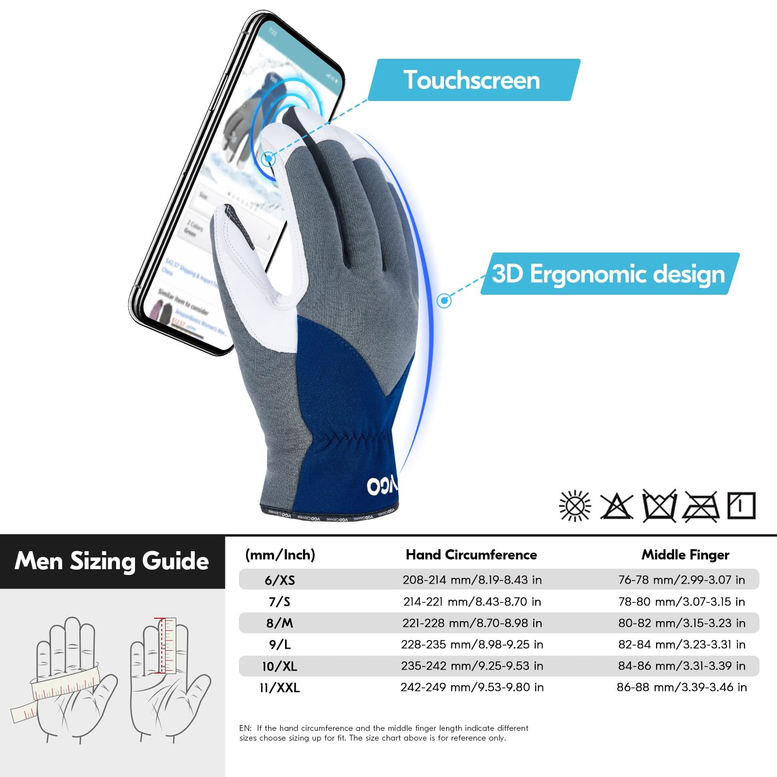 Vgo… 1Pair 0/32F Winter Leather Work Gloves Cold Weather Waterproof Safety