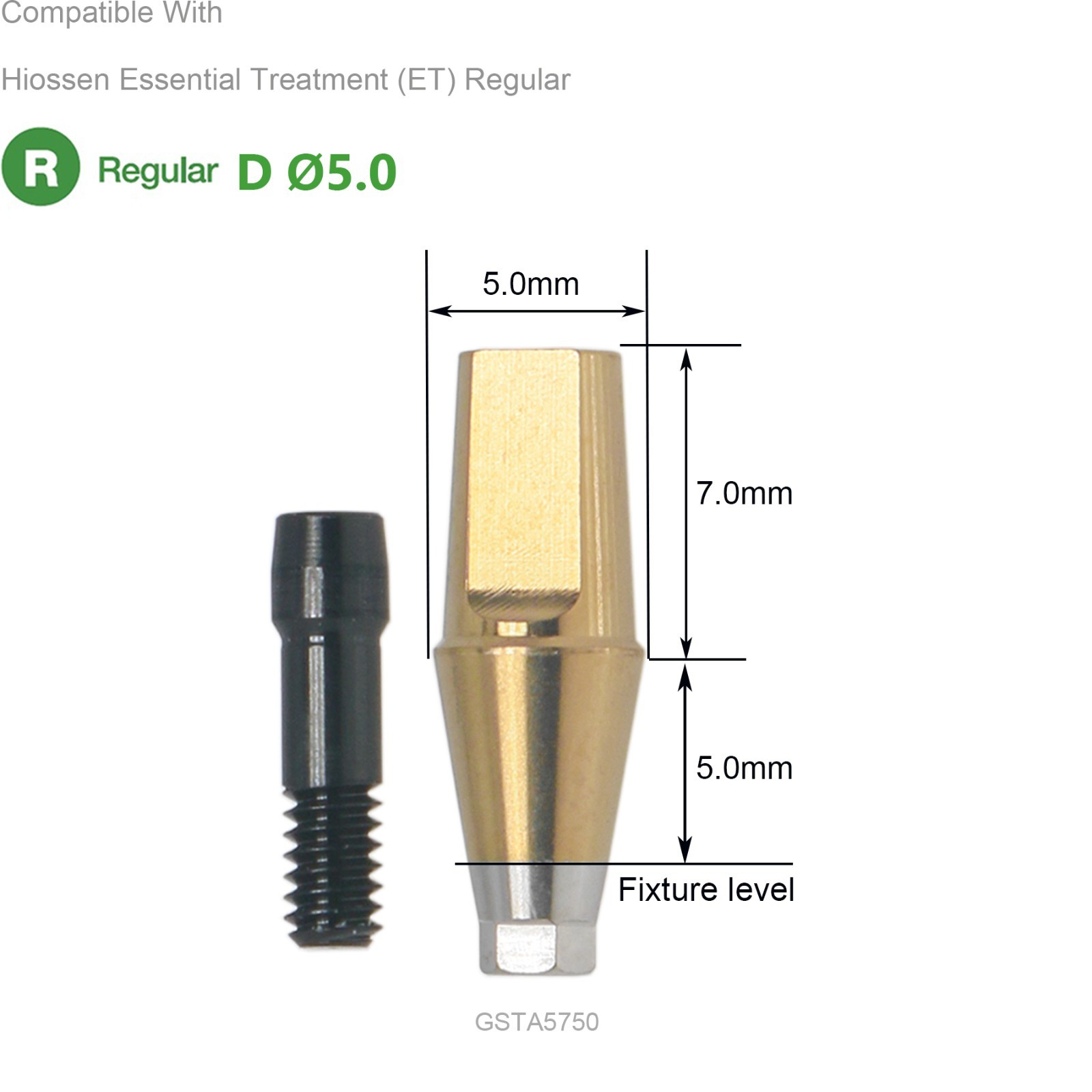 US Implant Hex Transfer Abutment Regular Straight Fit Osstem Hiossen TS D Ø5.0