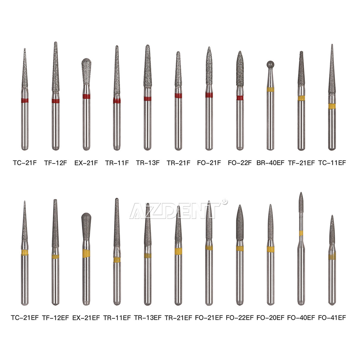 AZDENT Dental Lab Diamond FG Burs Drill For High Speed Handpiece 1.6mm 100 TYPES