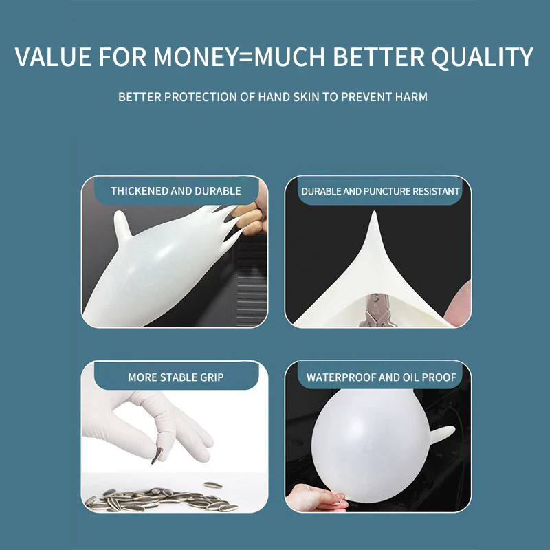 1-100Pcs Rubber Gloves Individually Wrap White Aseptic Lab Surgery Nursing Glove