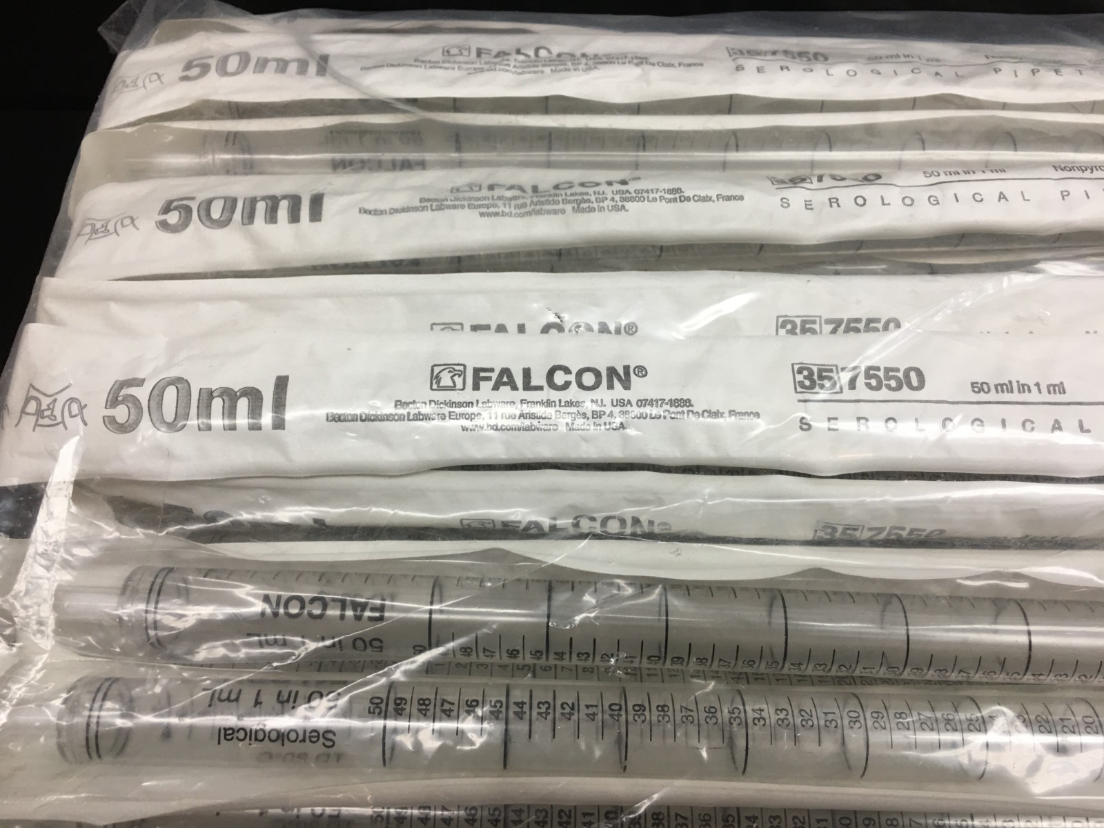 Corning Falcon REF 357550 Serological Pipet 1.0 Increments 50mL Lot 25 PCS
