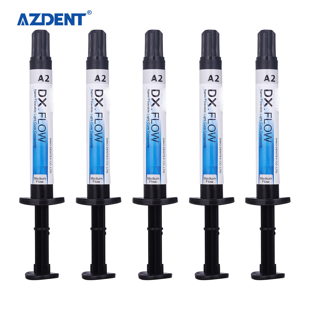 Dental Dentex Flowable Light Cure Composite Resin Medium Flow Syringes A2 Shade