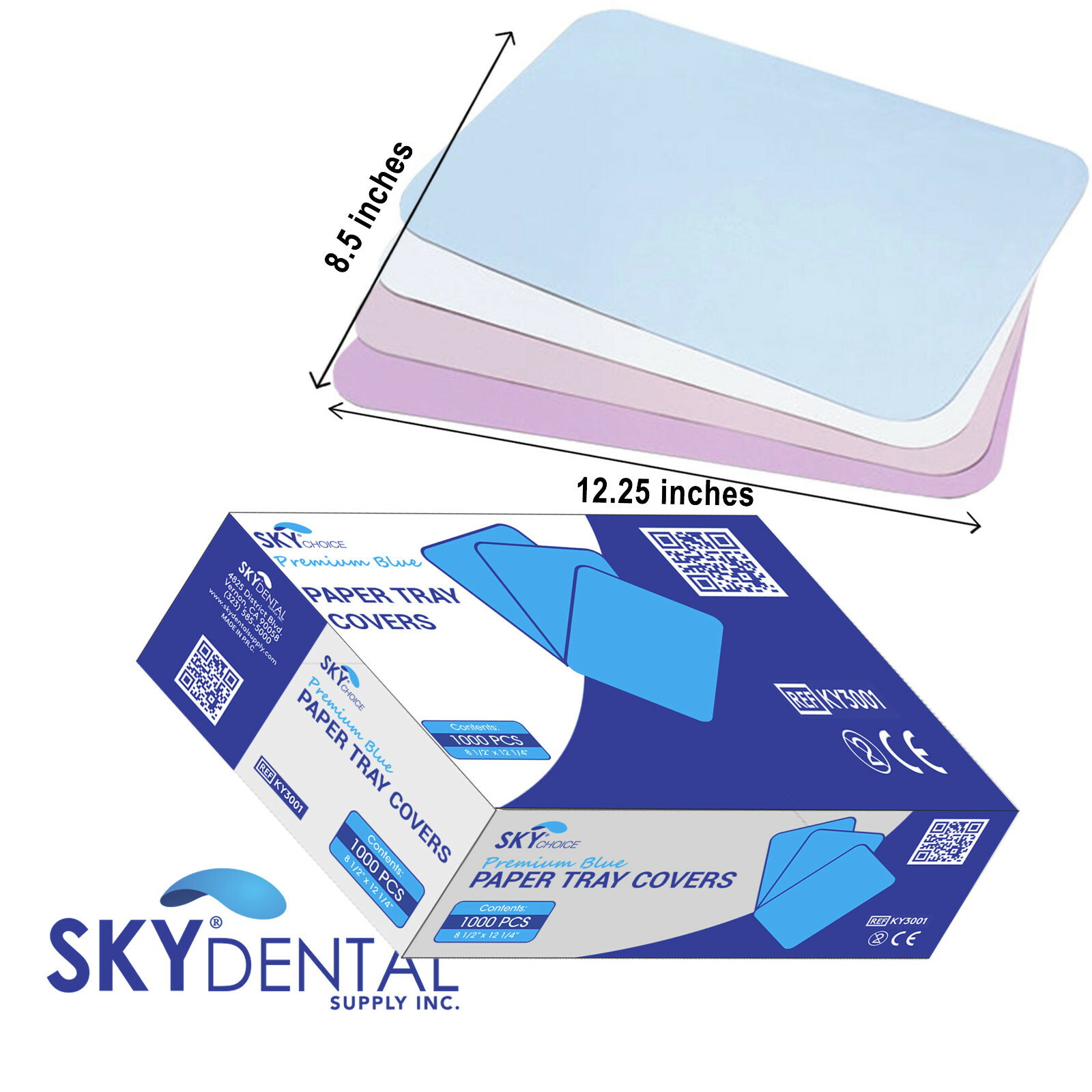 Dental Medical Tray Paper Cover Size «B» 8.5″ x 12.25″ 1000/PK All Colors