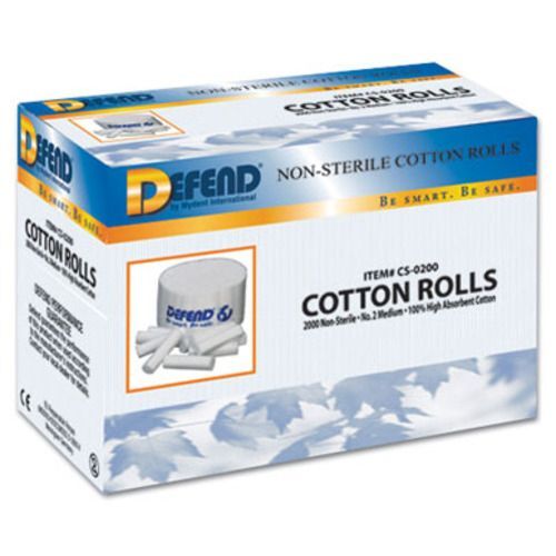 Defend #2 Medium (1.5″ x 3/8″) Non-Sterile Plain Wrapped Cotton Rolls – Soft