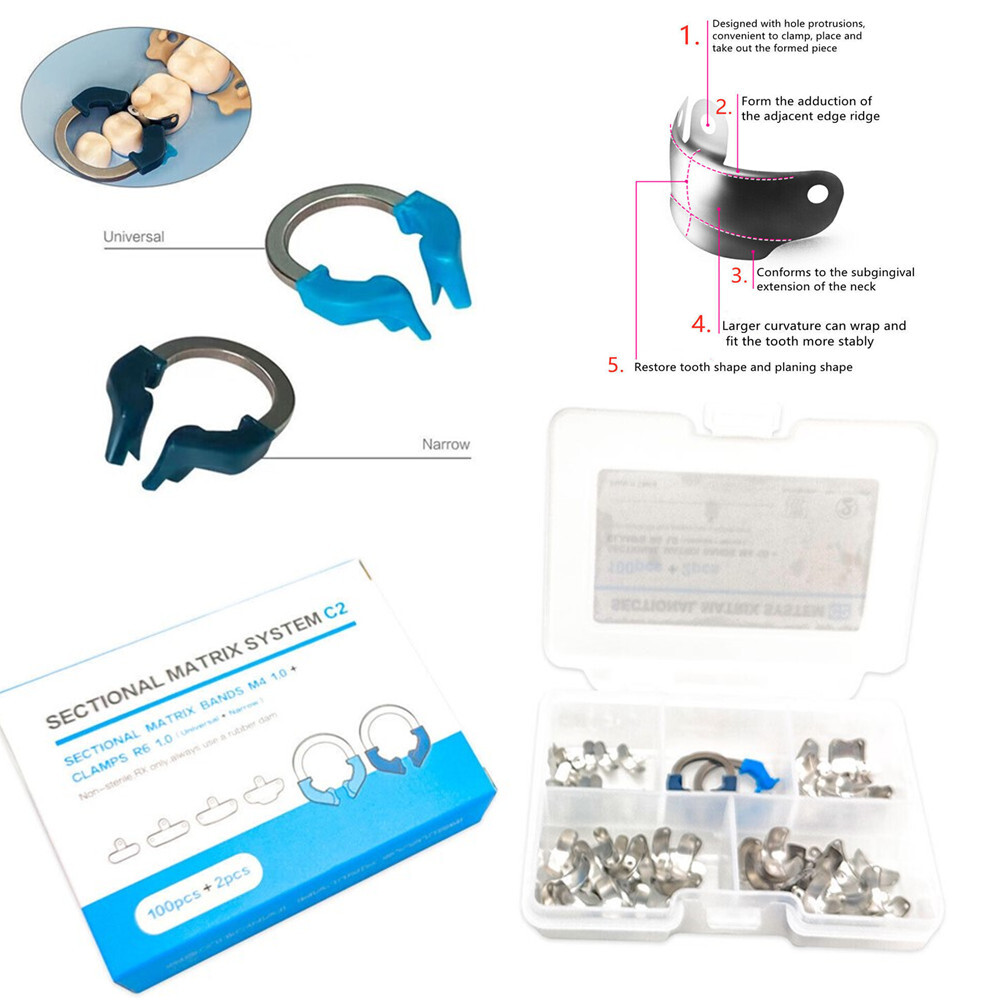 Dental Sectional Matrix System C2 Matrix Bands M4+Narrow Standard Clamp Ring R6