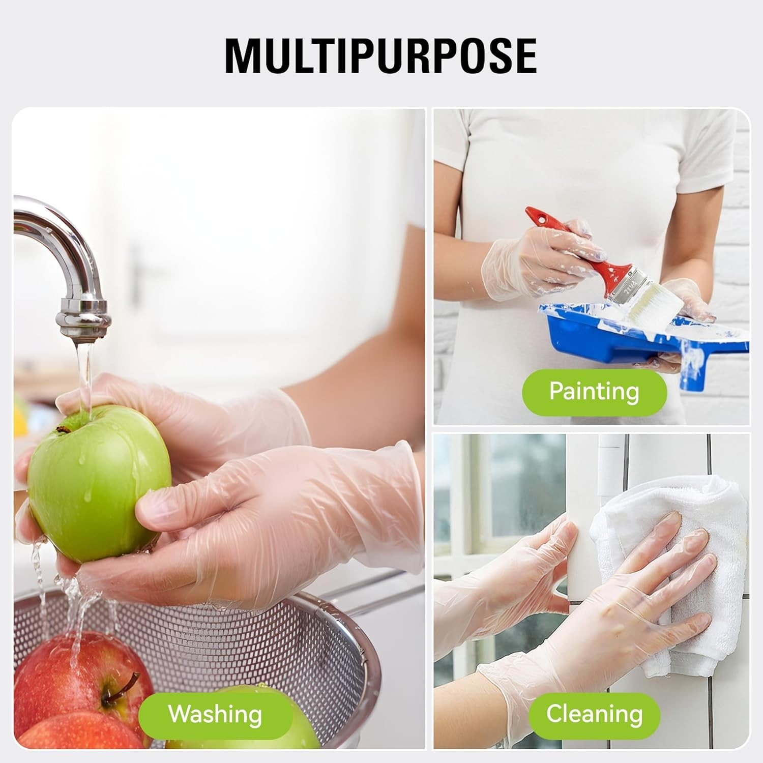 Versatile Vinyl Gloves for Kitchen and Cleaning – 200 Pack, Latex-Free Safety
