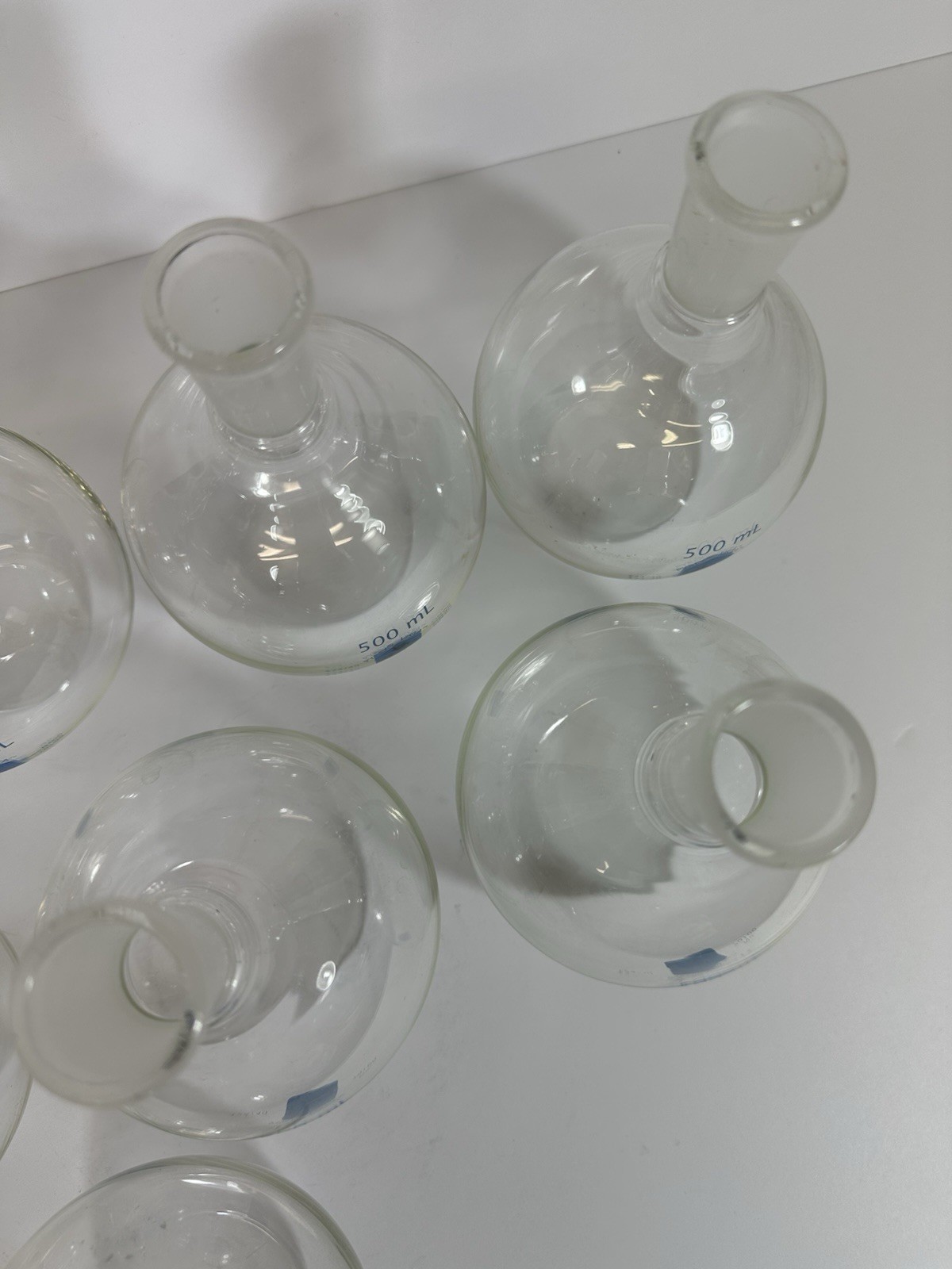 Pyrex Vista 500 mL Round Bottom Flasks No. 70100 Flat Boiling 24/40 Lot Of 8
