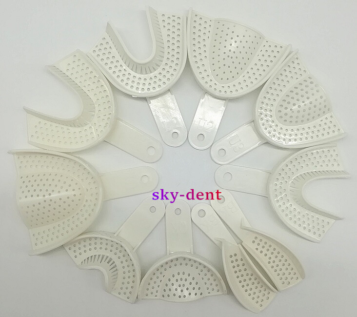 Plastic Dental Disposable Perforated Denture Impression Trays 5 Size Upper+Lower