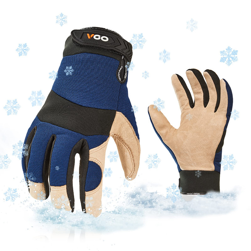 Vgo… 1-Pair 32 Or Above Lined Pigskin Leather Warm Winter Cold Storage Frozen