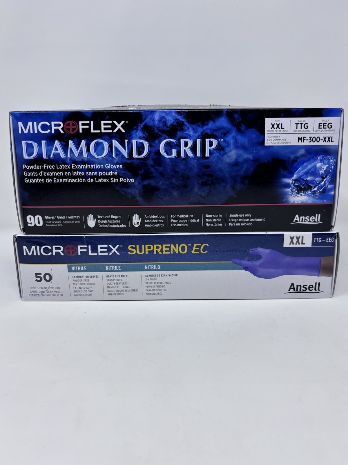 2 Boxes – Ansell Microflex Diamond Grip & Supreno Examination Gloves XXL