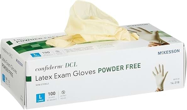 McKesson Confiderm Latex Exam Glove Standard Cuff Length LARGE 100 per Box
