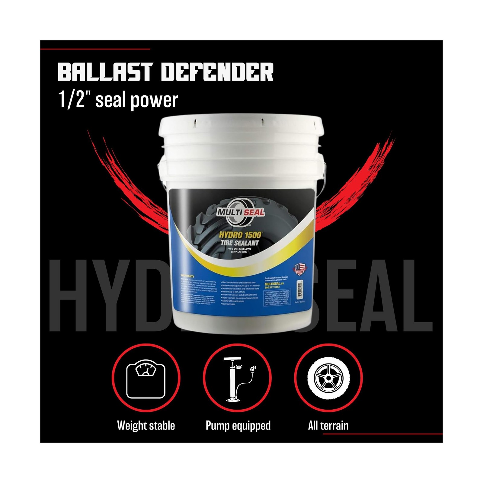 HYDRO 1500 Propylene Glycol Based Formula – Liquid Ballast-Filled Tire Sealan…