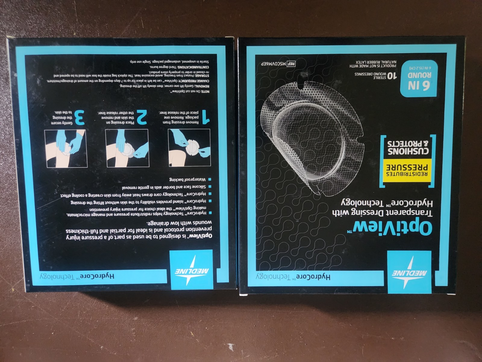 Box of 10 Optiview HydroCore MSCOVM6EP 6″ Round Sterile Dressing Exp 2-19-28