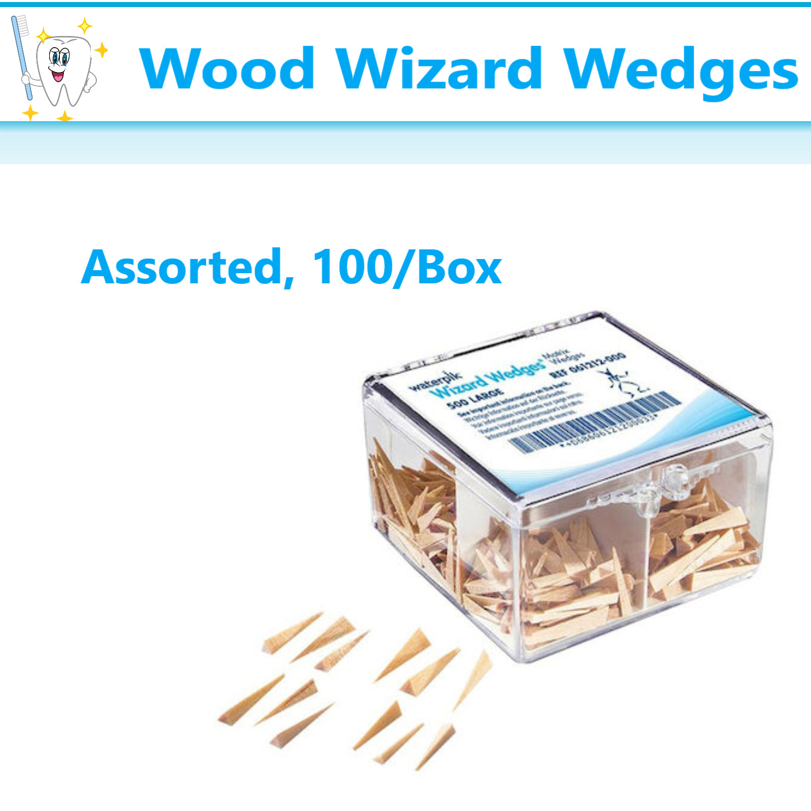 WaterPik 61205 Wizard Wedges Assorted Triangular Birchwood Matrix Wedges 100/Box