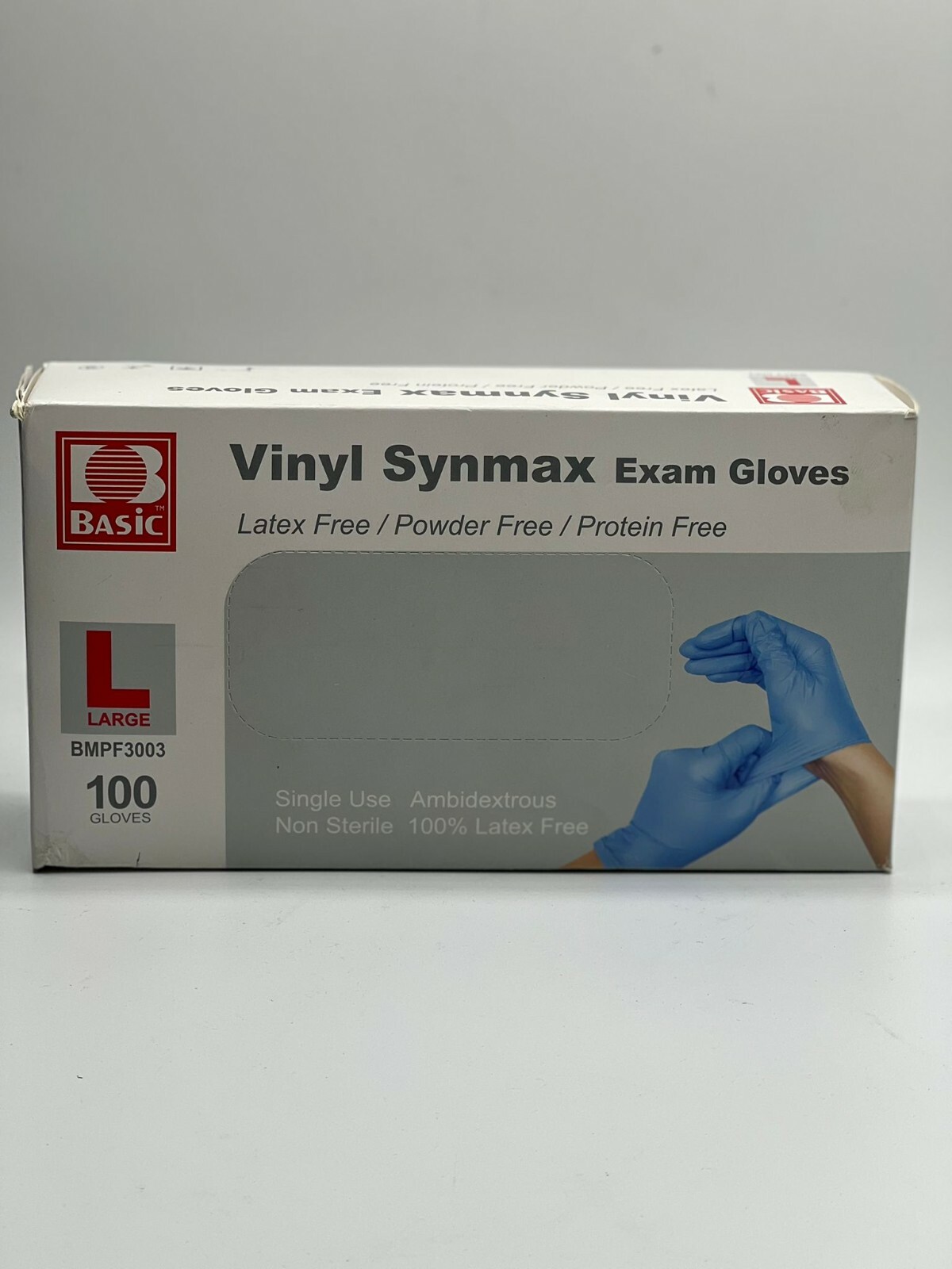 VINYL SYNMAX Disposable Gloves, 100% Powder & Latex Free – LARGE – 100ct