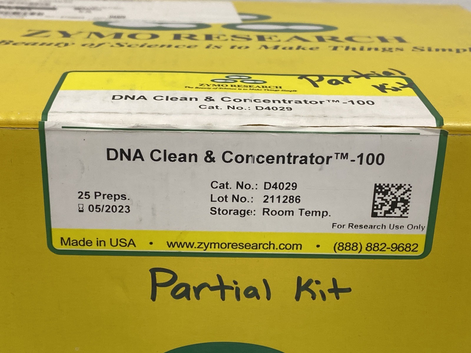 ZYMO DNA Clean & Concentrator 100 – Partial Kit D4029