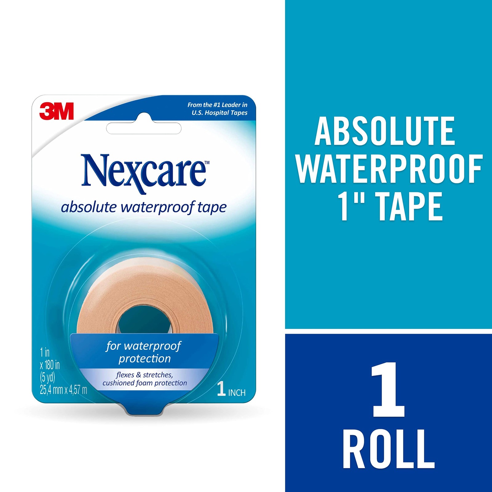 Nexcare Absolute Waterproof Tape Flexible Foam Medical Tape Secures Dressing