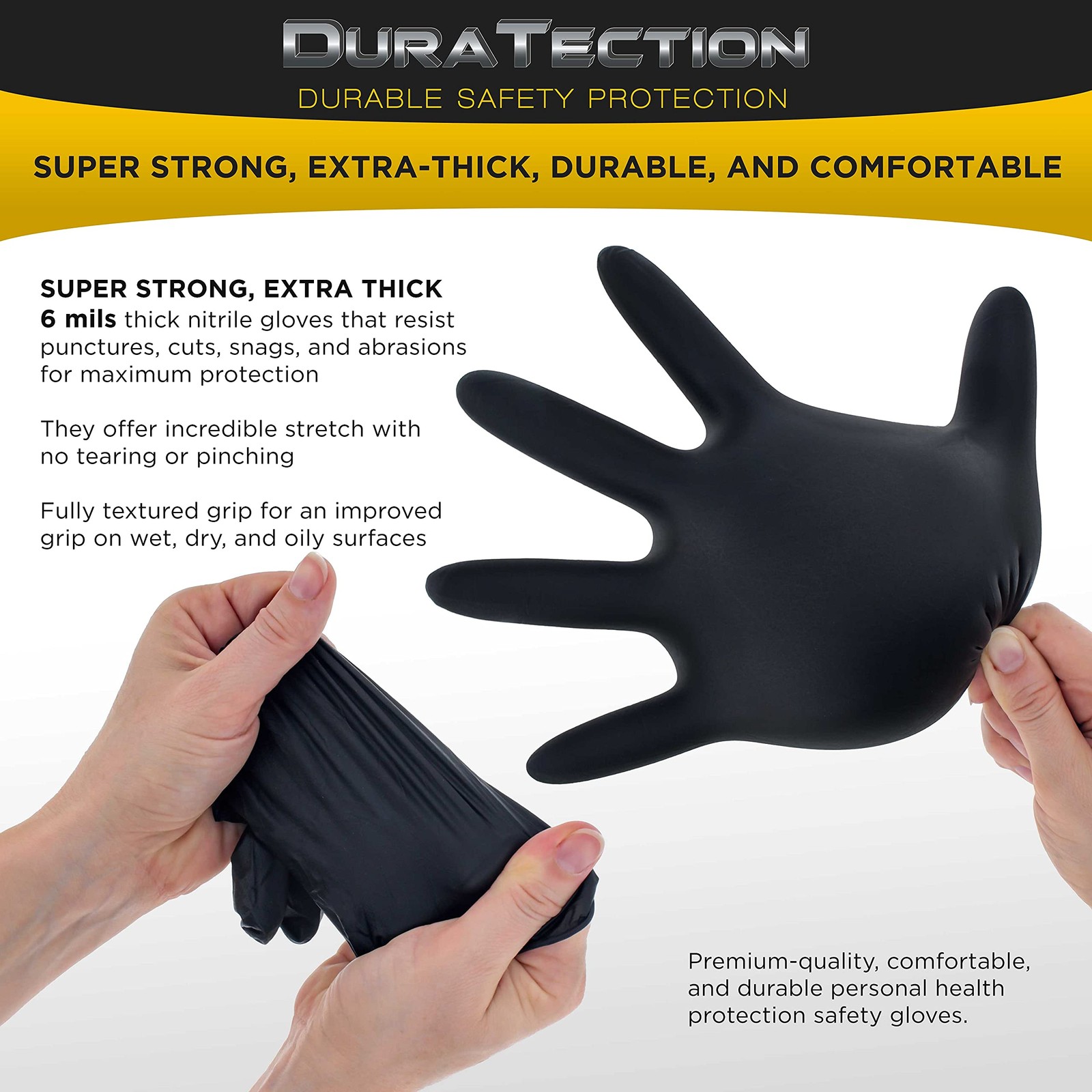 HD Black Nitrile Disposable Gloves, Box of 100, Size X-Large, 6 Mil – Latex F…