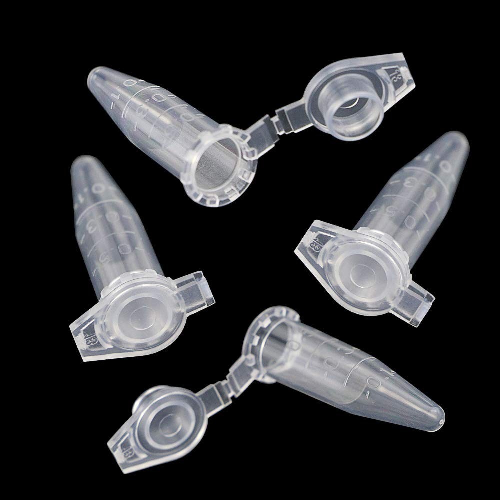 150Pcs 0.2/0.5/1.5ml Clear Mini Plastic Test Tube Centrifuge Vials Snap Cap Lab