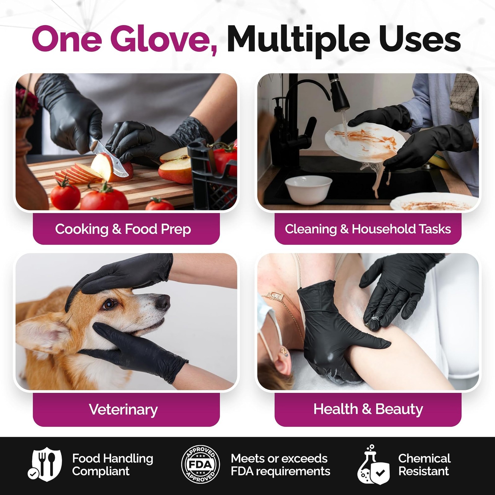 GripProtect Precise Black Nitrile Gloves 4 Mil – Chemical Resistant Nitrile G…
