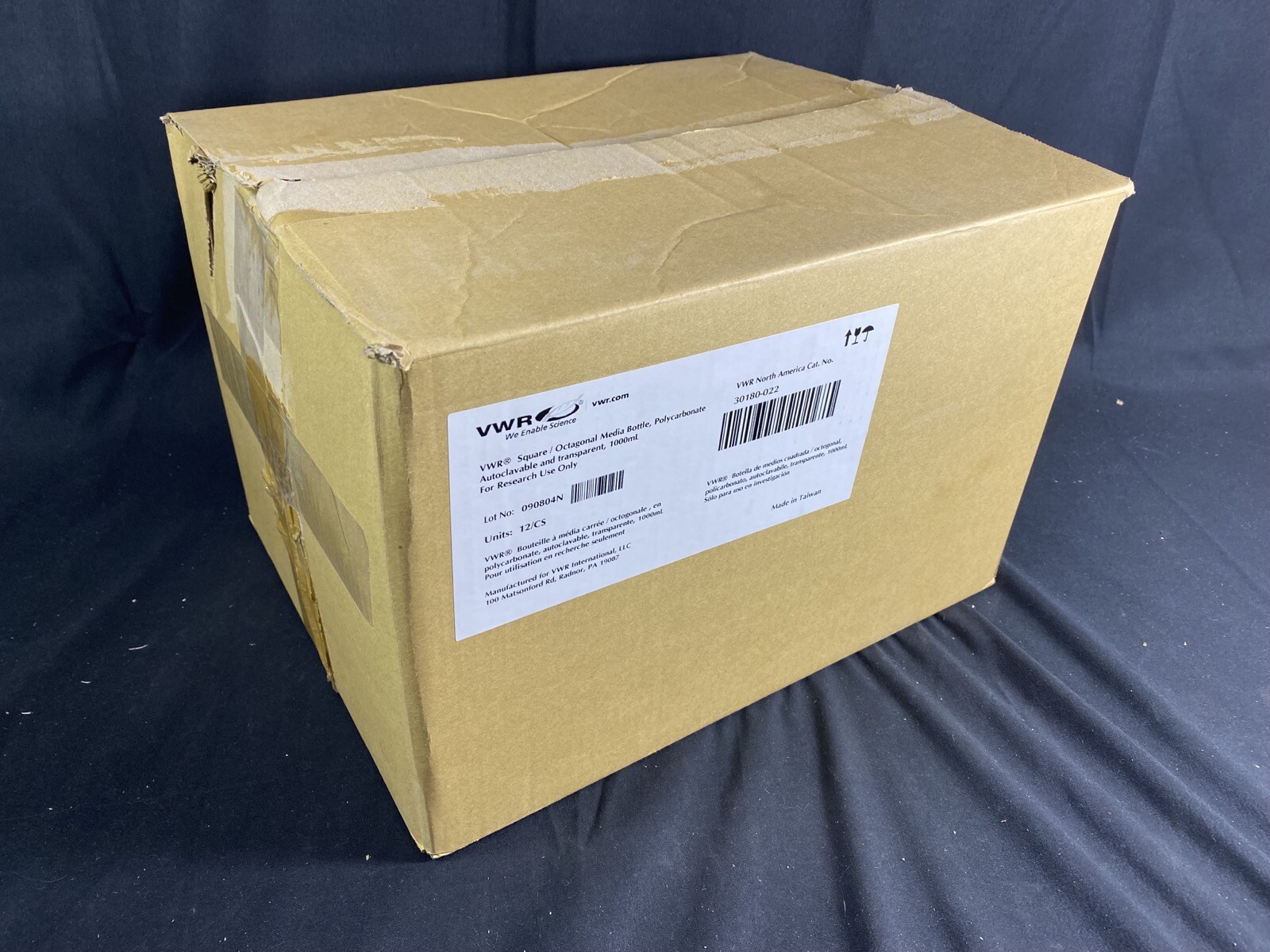 VWR 1000mL Octagonal Media Bottle PC Transparent Graduated 30180-022 (12/cs)B