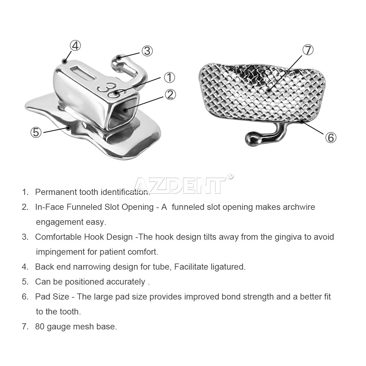 Dental Orthodontic Brackets Braces Self-Ligating Mini Roth.022 Hooks 345 USA