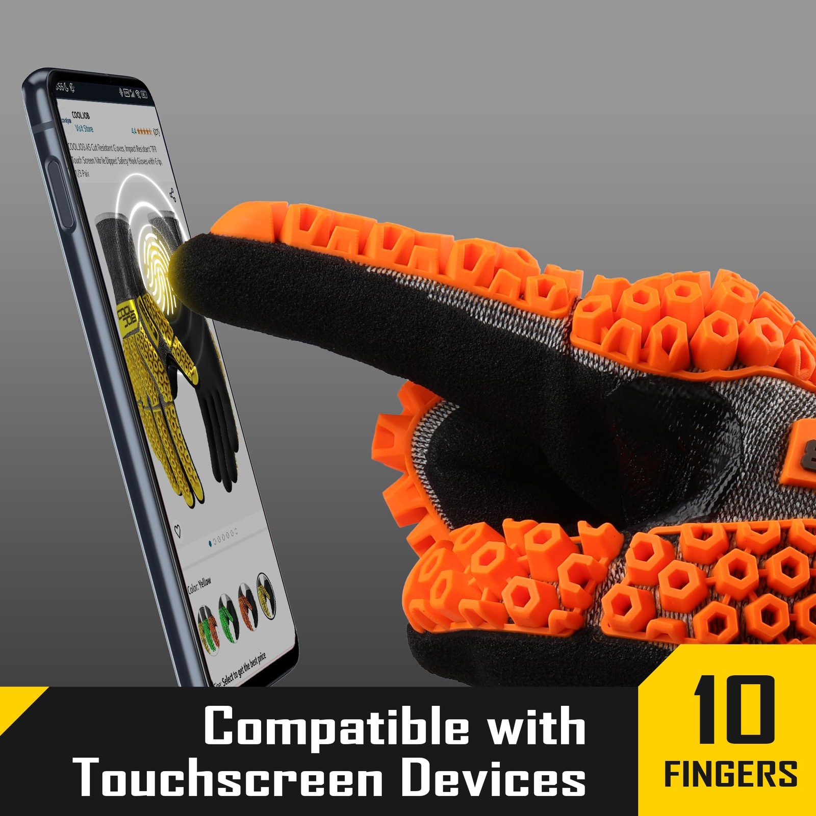 Cooljob A5 Cut Resistant Gloves Impact Resistant Tpr Touchscreen Nitrile Dipped