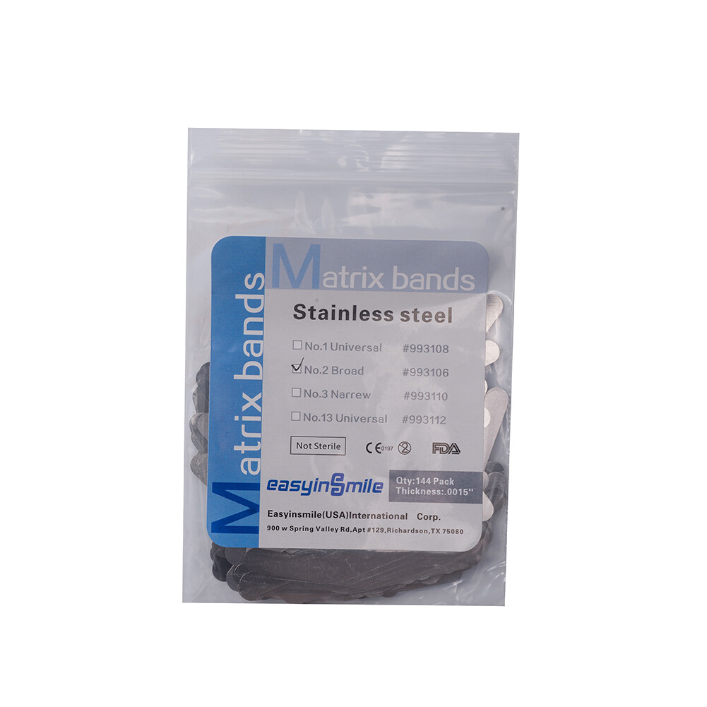144pc Dental Matrix Bands Universal Tofflemire Stainless Steel bands 0.015 #1-#4