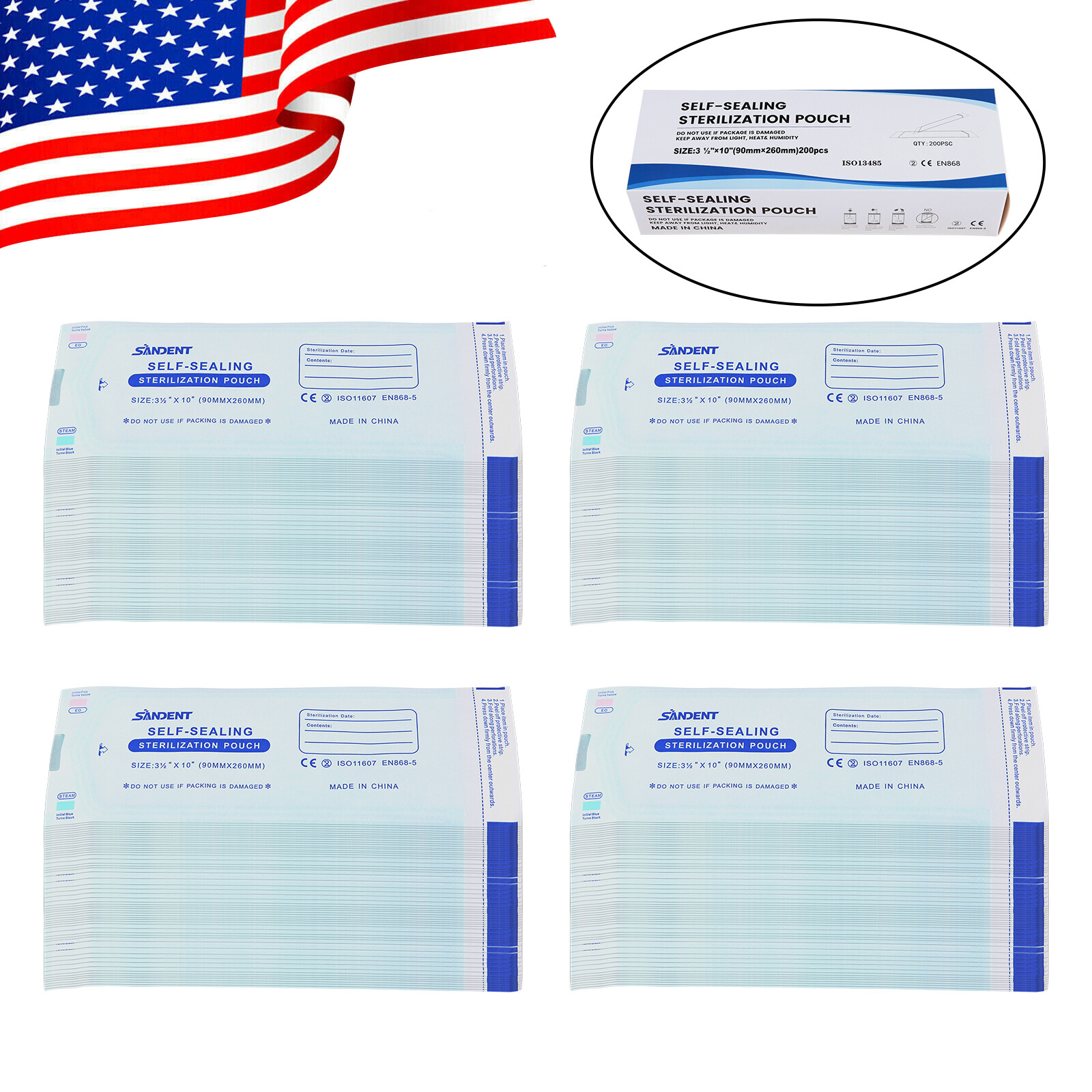 3.5″ X 10″ Self Sterilization Pouches Autoclave Pouch, Sterilizer Bags Dental de