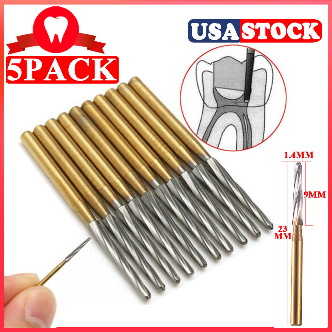 50Pcs Dental Lab ENDO-Z Burs 25MM Drill Carbide Tungsten Steel Trim Finishing FG