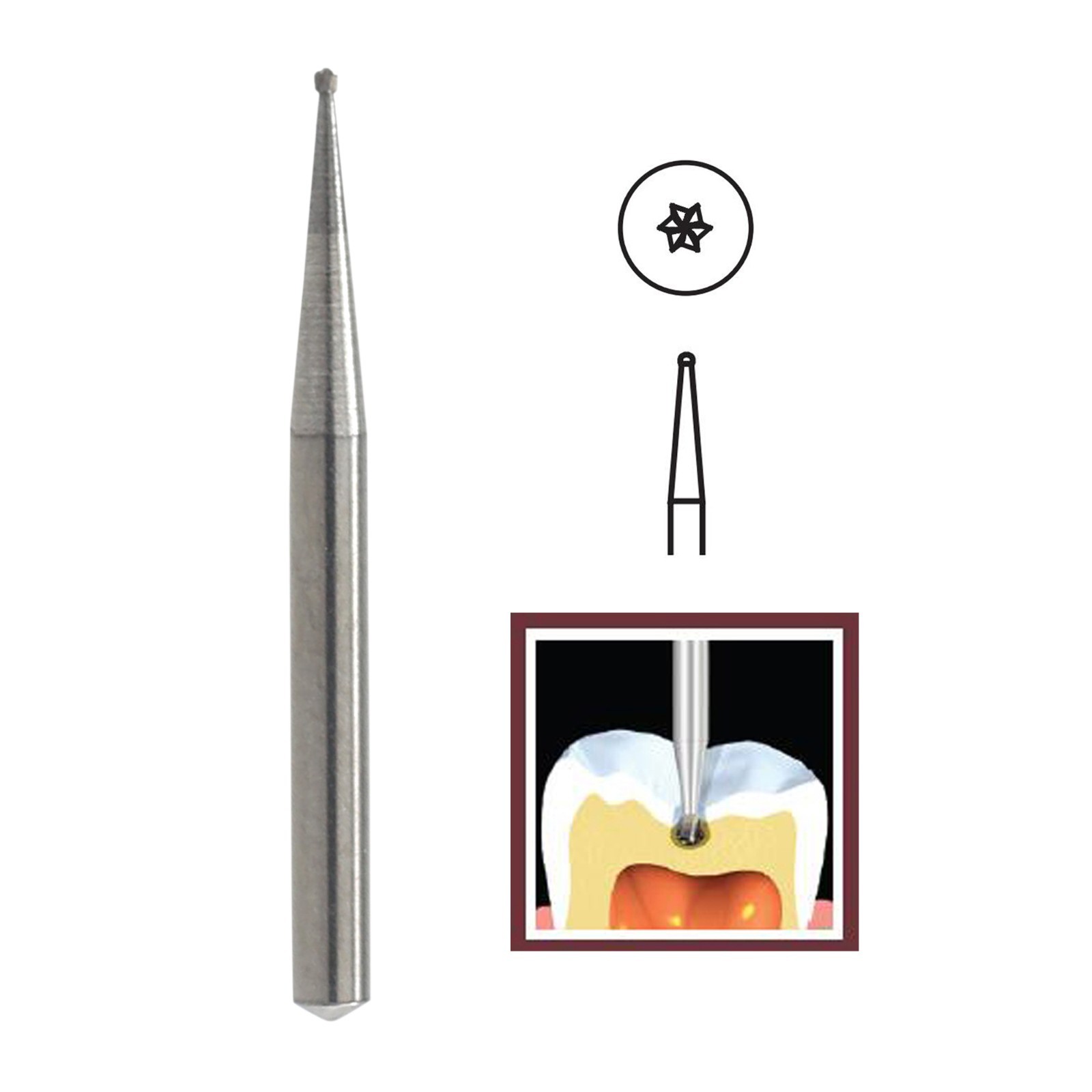 50pcs Dental Carbide Burs FG 1/4 Friction Grip Round Ball High Speed Tungsten