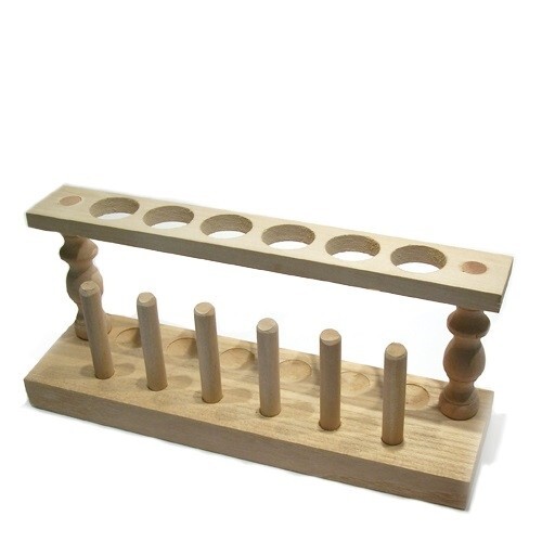 Wooden Test Tube Rack, 24mm, 6 Holes, 6 Drying Pins Karter Scientific (Single)