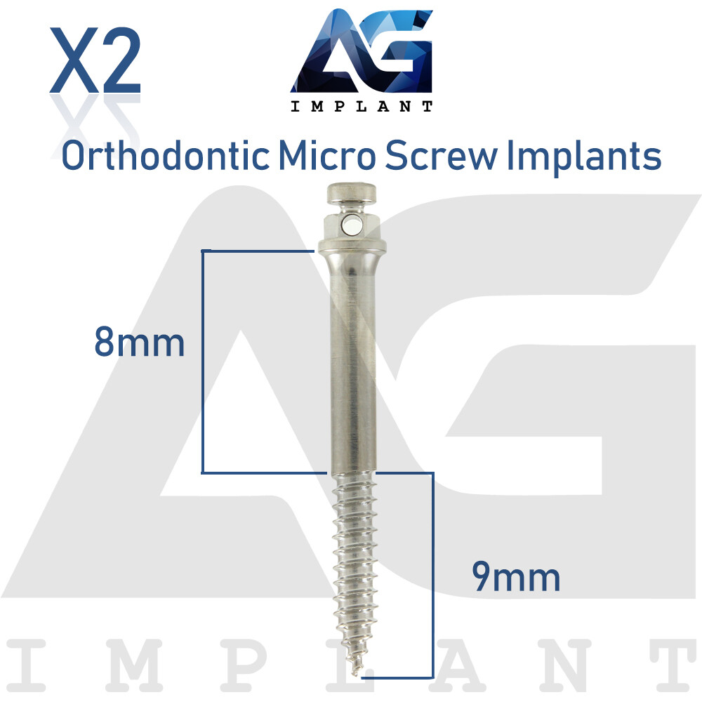 2 Dental Zygoma Orthodontic Micro Screw Titanium Sterile 8mmx9mm