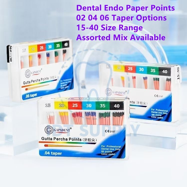 Dental Endo Paper Points 02 04 06 Taper 15-40 Assorted Root Canal Absorbent
