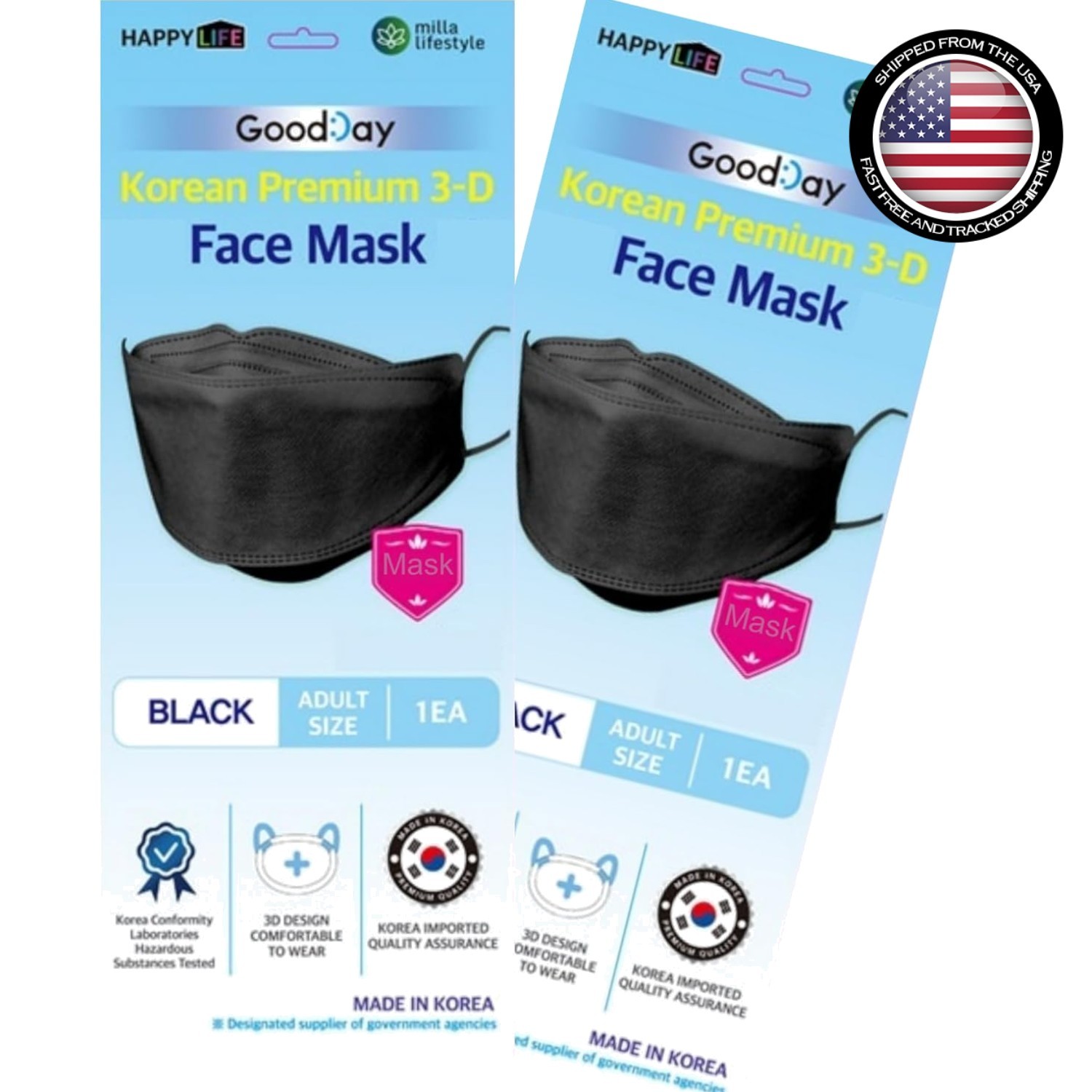 10 Pack of Black KF-94 Masks – Hygienic, Fitted & Comfortable for Daily Use