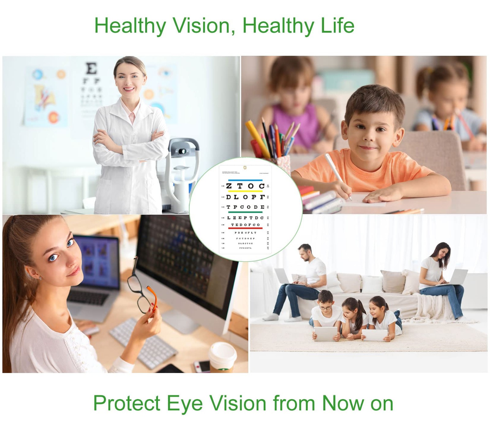 Eye Chart, Upgraded Snellen Eye Chart for Eye Exams 10 Feet, 14×8 Inches Plas…