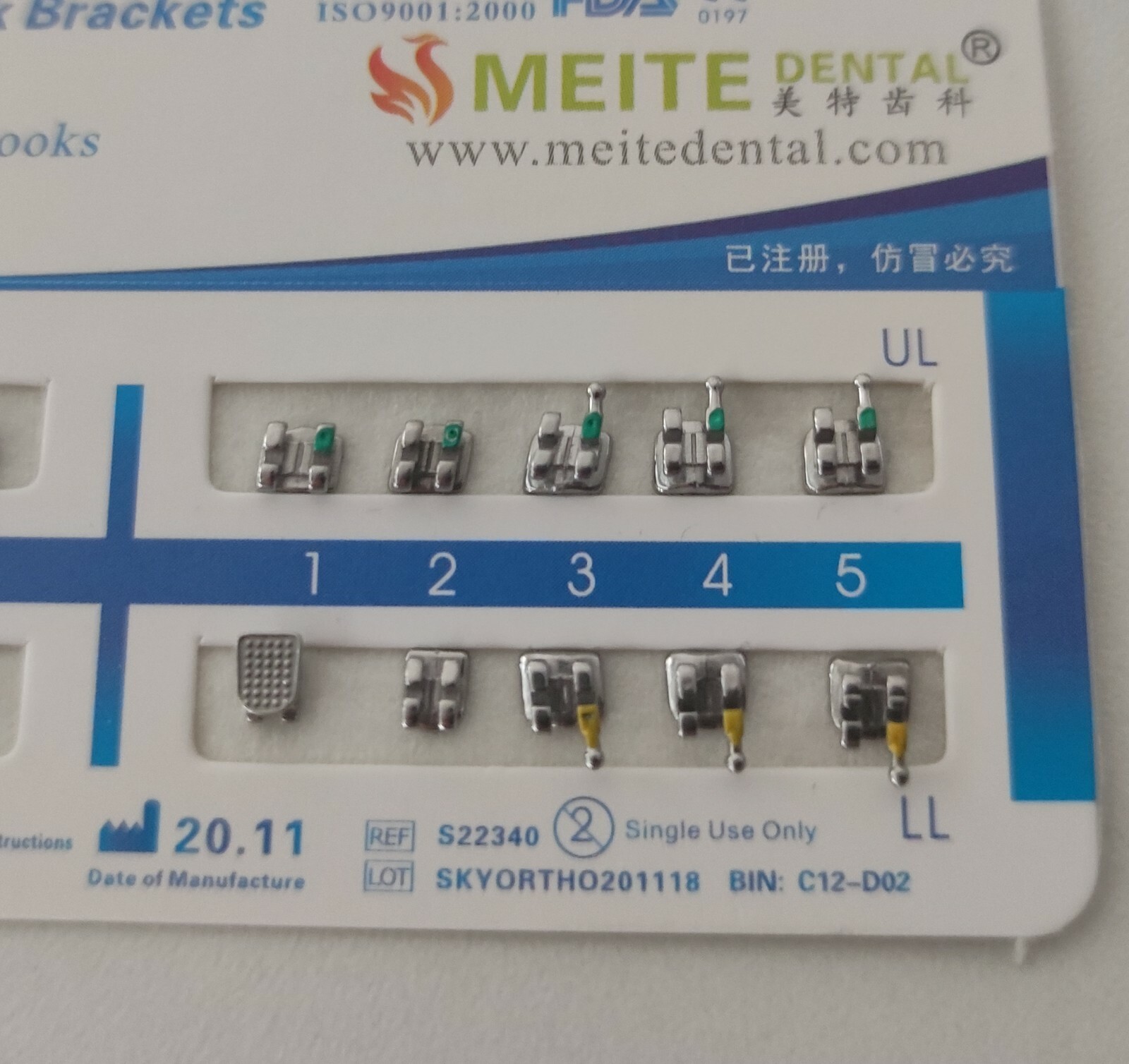 100 Sets Dental Brackets Teeth Braces Mini MBT 022 345 Hooks Monoblock Ultrathin