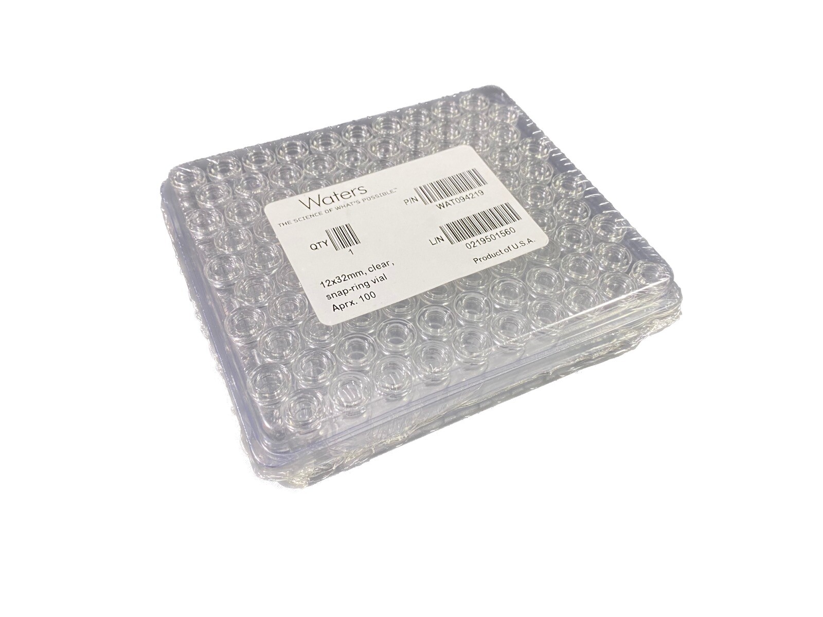 WATERS Clear Glass 2mL 12x32mm Snap Ring Vial WAT094219 (100/pk)