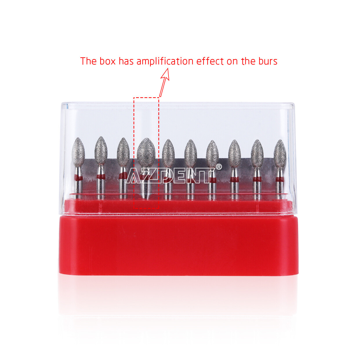 10pcs Dental FG Diamond Bur 368-023F RED Fine Grit Football High Speed Cutting