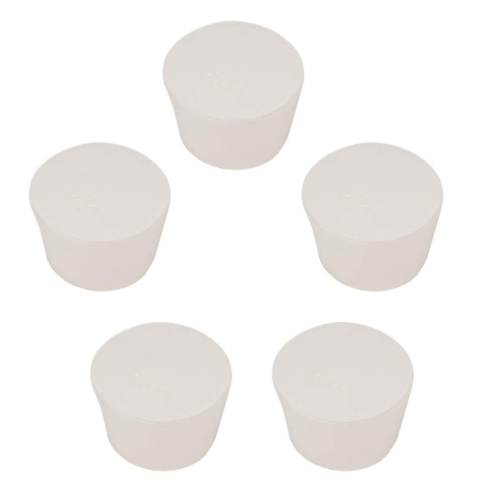 5 PCS Solid Rubber Stoppers 12 White Tapered Lab Seal 2.01×2.48×1.56 Inch