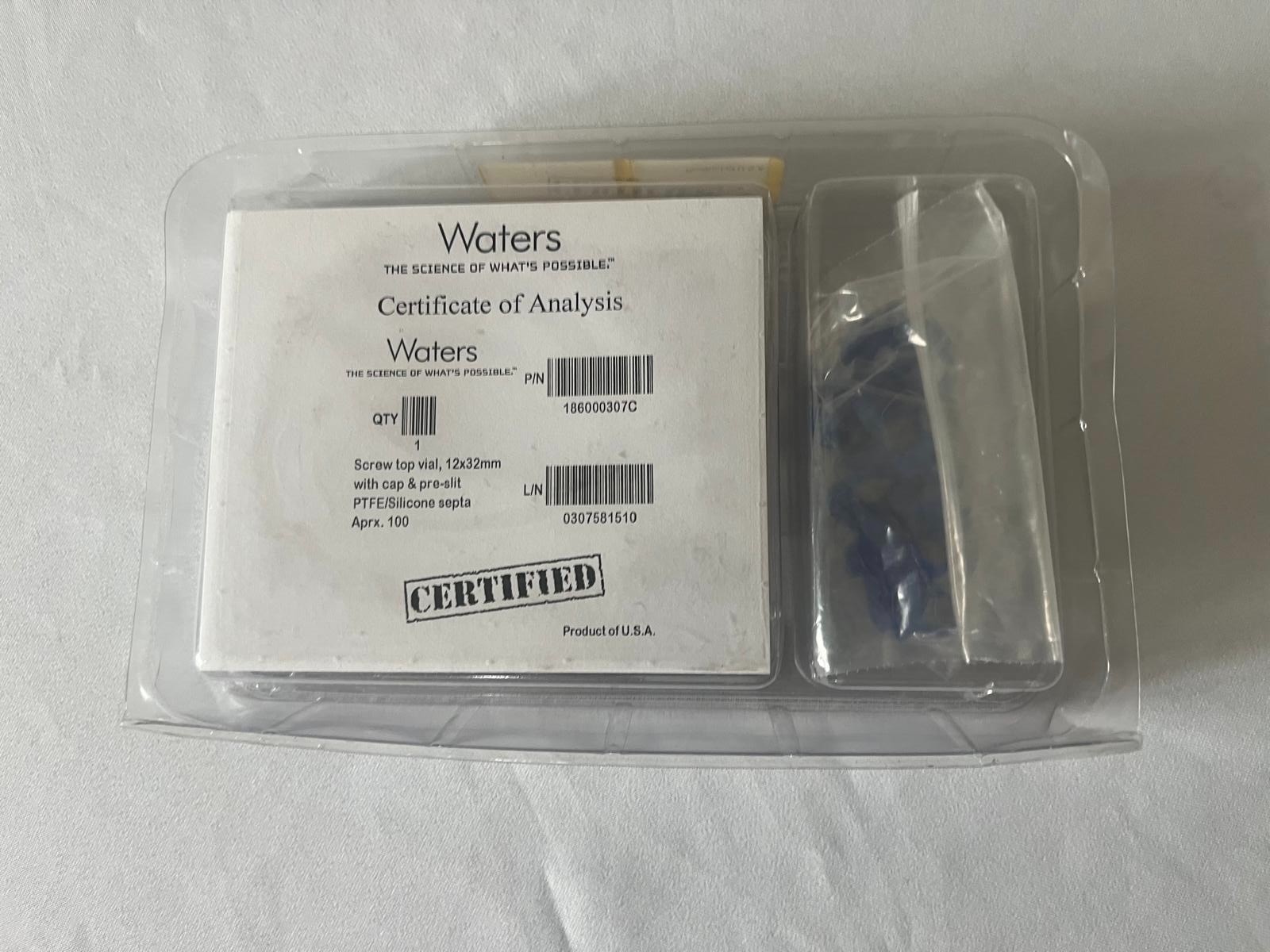 Waters 186000307C LCGC Certified Clear Glass 12x32mm 2mL Screw Top Vials 100/pk